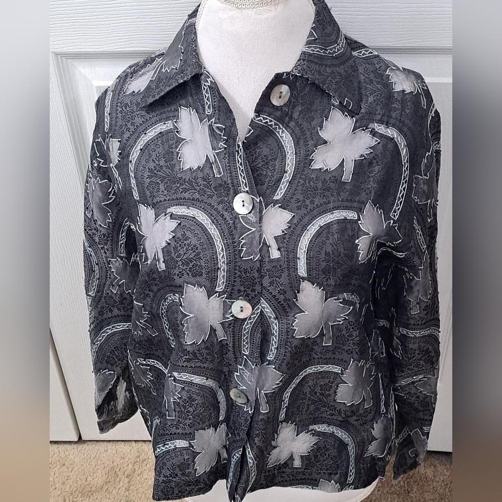 Vintage Silk & Beaded Blouse/Jacket   Size M